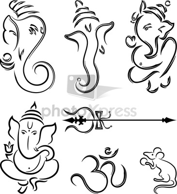 365x400 Ganesha Modern Outline Motifs Ganapathy Pappa 2