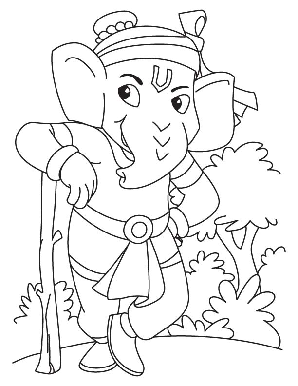 612x792 Lord Ganesha Standing Coloring Page Download Free Lord Ganesha