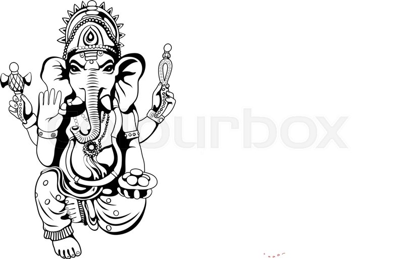 800x514 Lord Ganesha Sketch On A Background. Vector Eps 10 Stock Vector