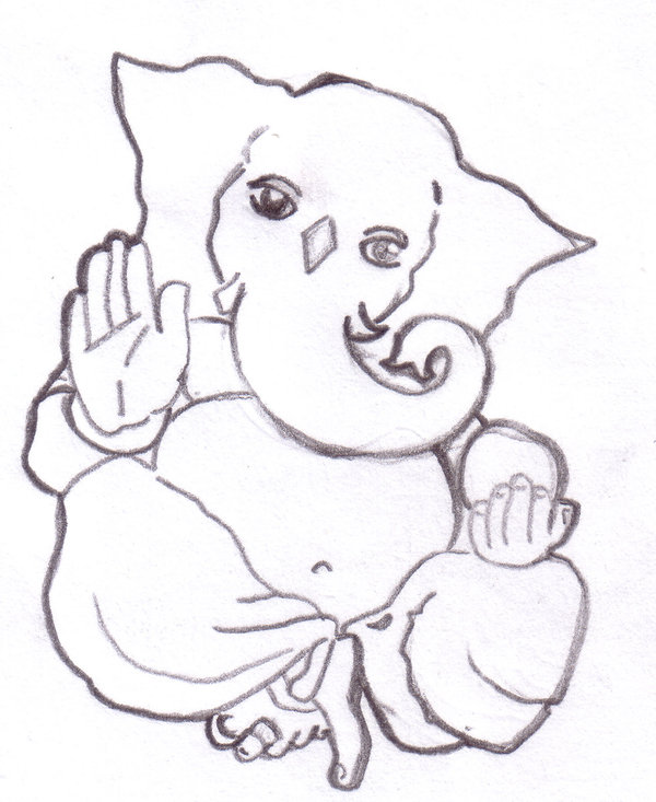 600x733 Line Ganesha Drawing