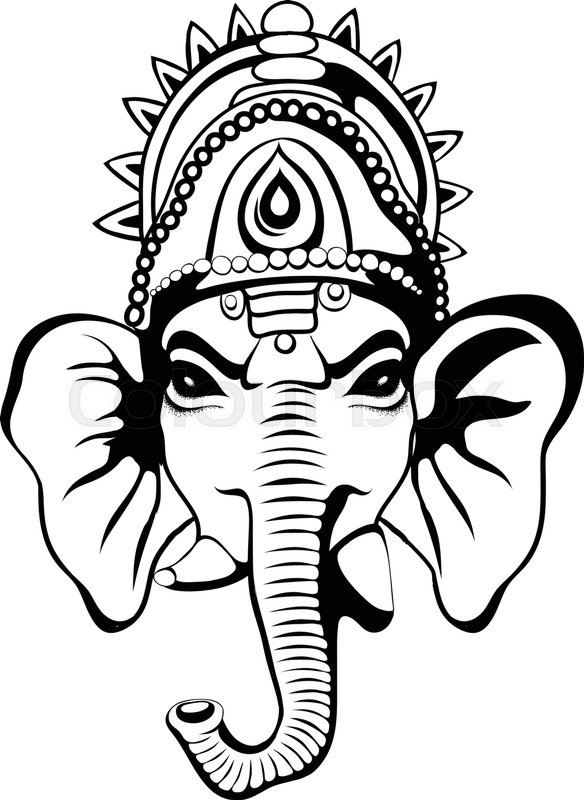 584x800 Lord Ganesha Portrait Sketch On A Background. Vector Eps 10