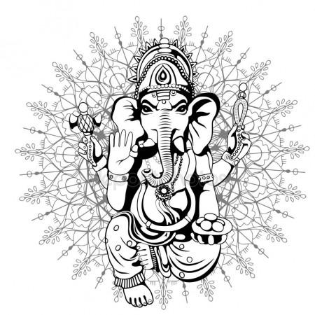 450x450 Lord Ganesha Sketch On A Background. Vector Stock Vector