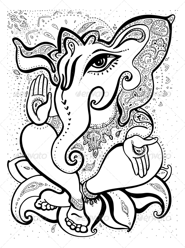 590x791 Ganesha Hand Drawn Illustration Ganesha, Ganesh And Symbol Tattoos