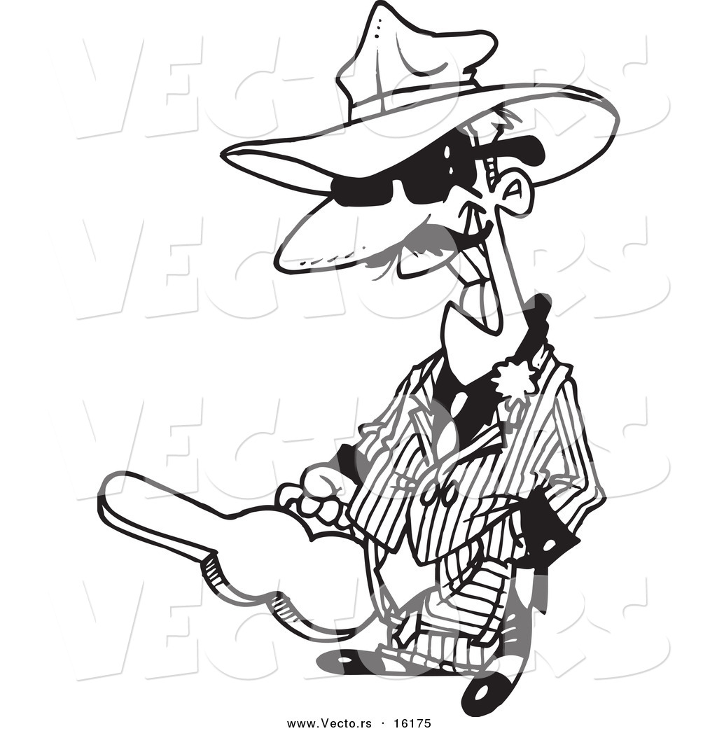 1024x1044 Vector Of A Cartoon Gangster Carrying A Violin Case