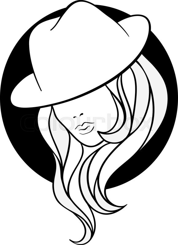 580x800 Young Girl In A Vintage Gangster Hat On Blaack Round Background