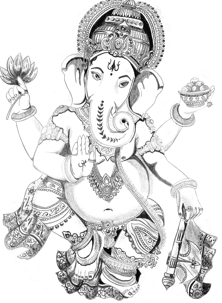 900x1226 Ganapati Ji Pencil Sketch