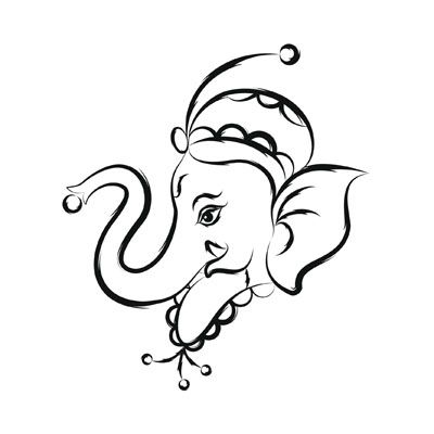 400x400 Nice Ganpati Photo Drawing Black And White Tattoo Designs