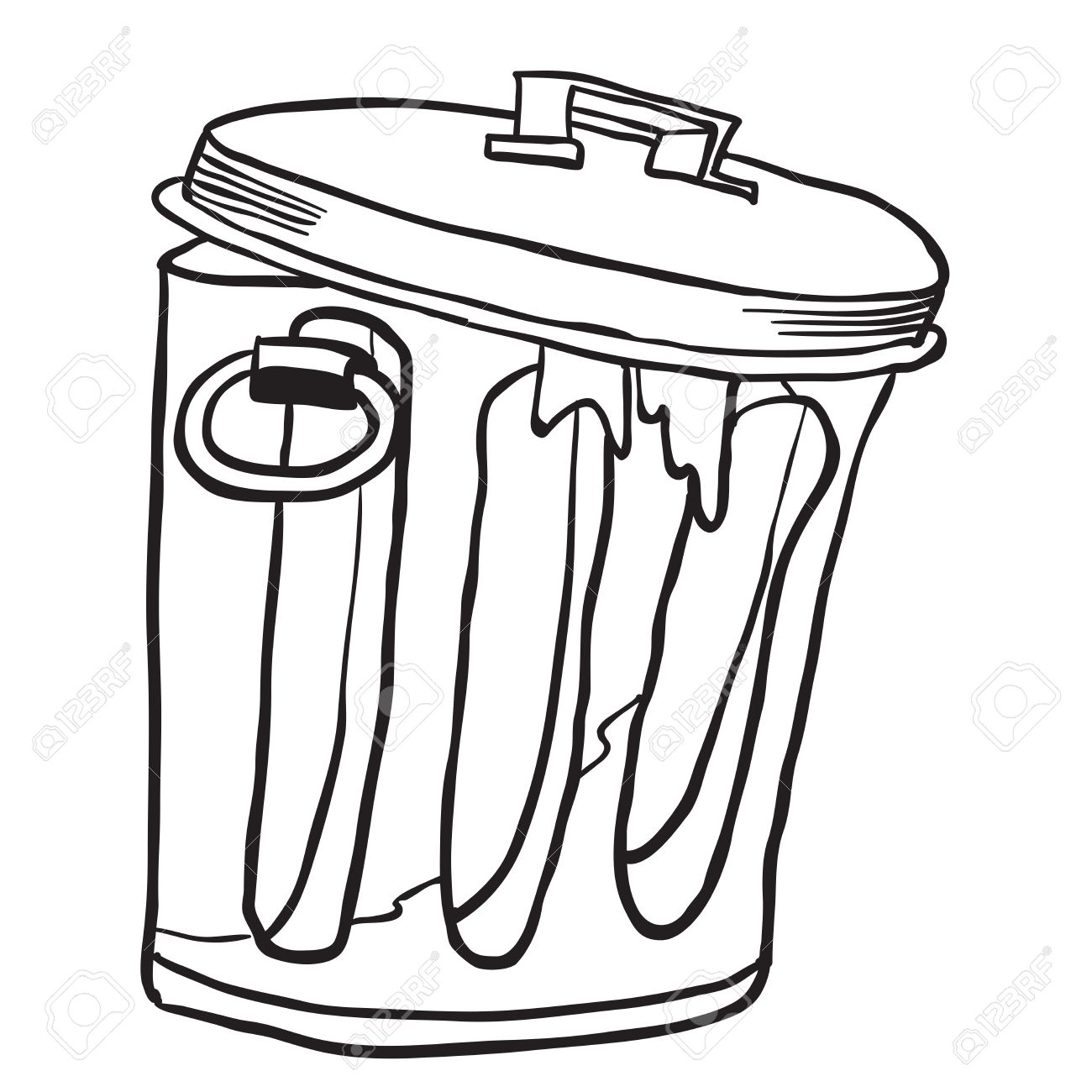 1300x1300 Simple Black And White Garbage Can Cartoon Royalty Free Cliparts