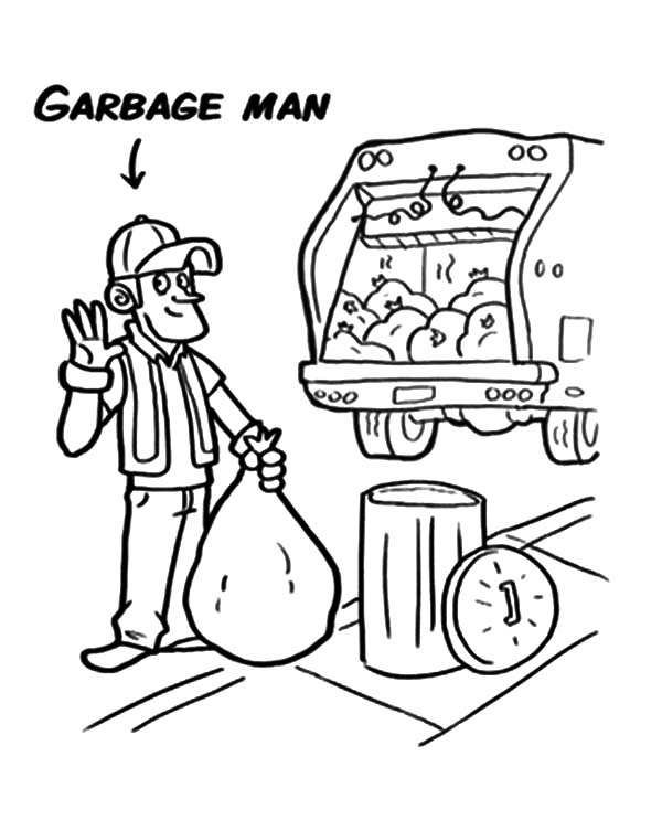 600x753 Garbage Man And Garbage Truck Coloring Pages