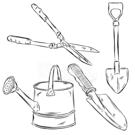440x440 Detailed Drawings Of Gardening Tools Stock Vector