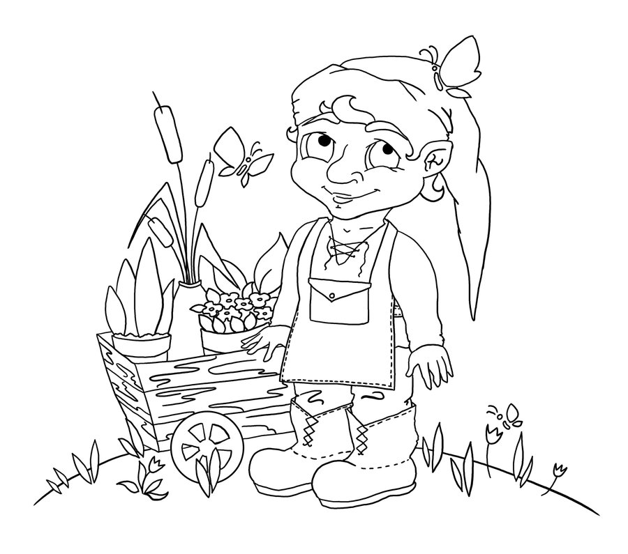 900x795 Garden Gnome Lineart By Masha88