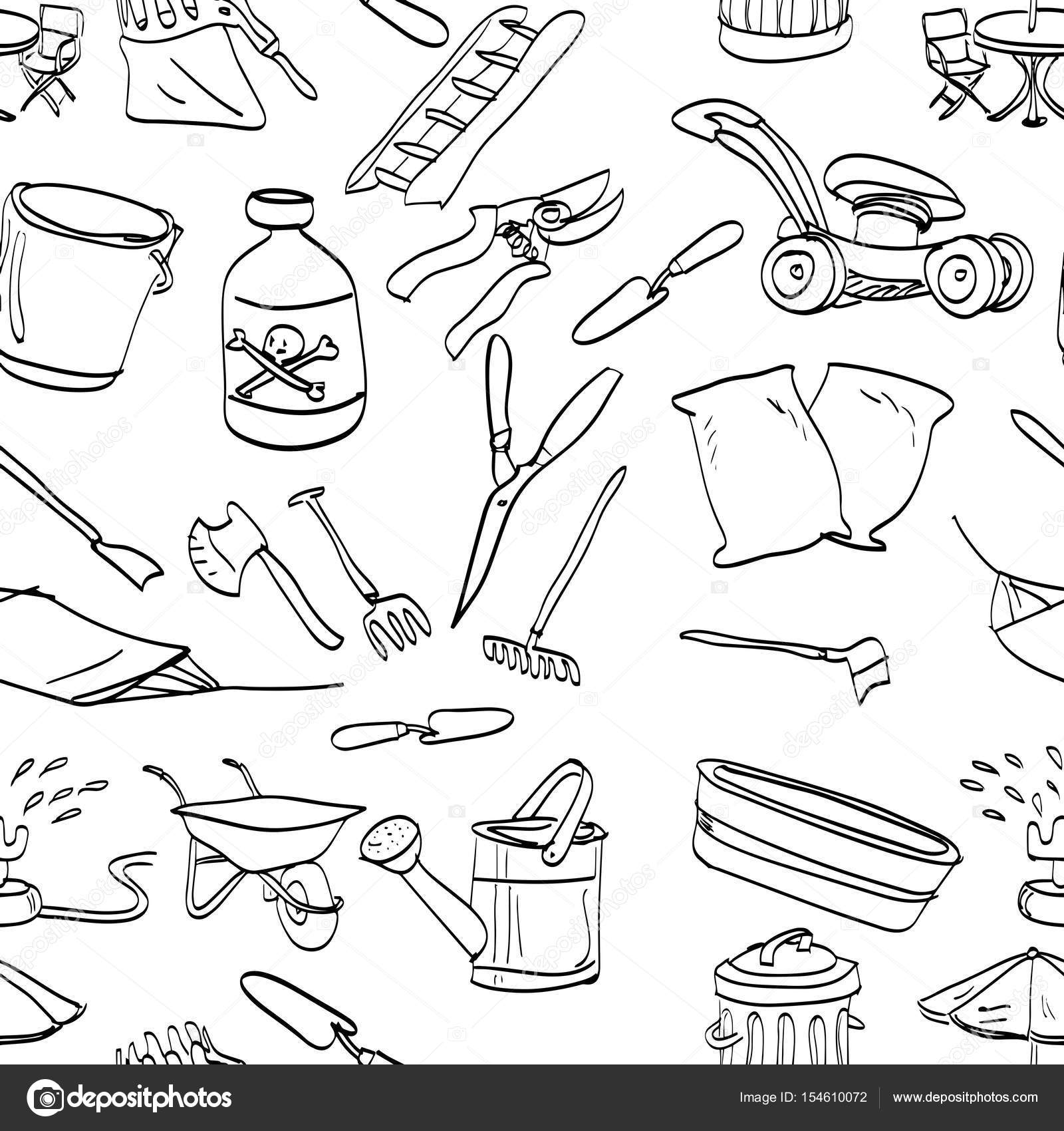 1600x1700 Objects In Backyard Garden Seamless Pattern Design