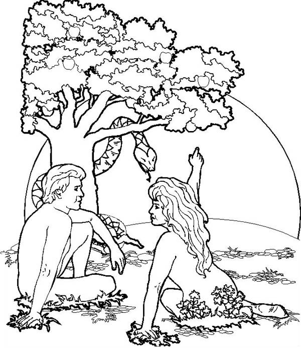 600x693 Garden Of Eden Where Adam And Eve Was Live Coloring Page