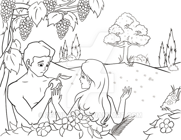 600x463 Adam And Eve In The Garden Of Eden By Zethlock