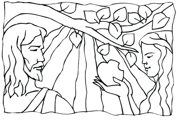 600x414 Awesome Adam And Eve In The Garden Of Eden Coloring Pages Free