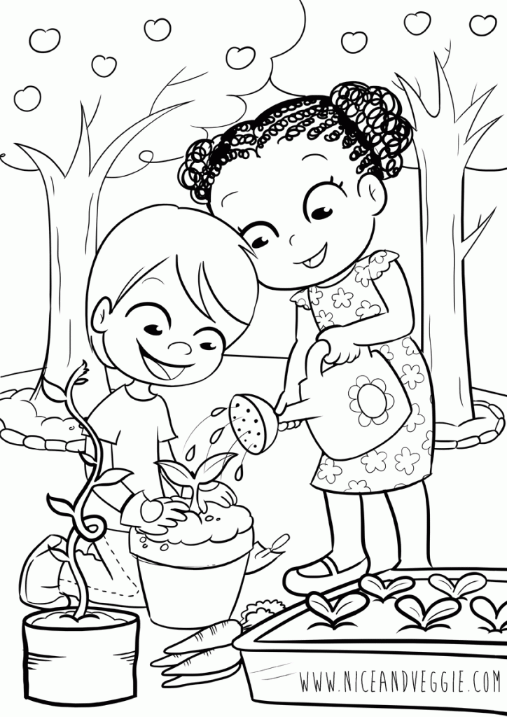 724x1024 Black And White Drawing Of Garden Coloring Page Children 560011