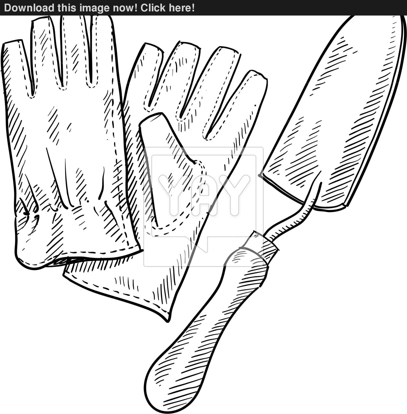 1571x1600 Gardening Tools Sketch Vector