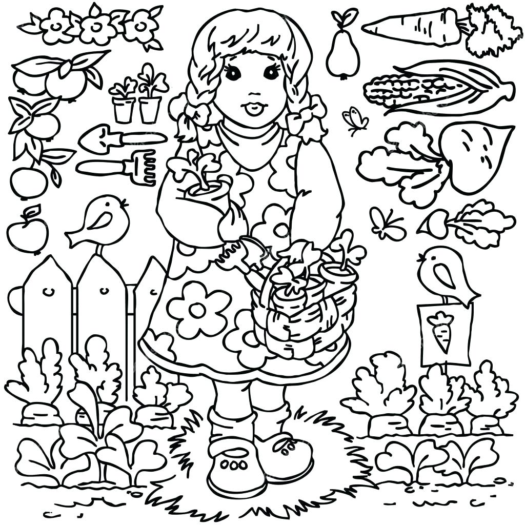 1024x1024 Coloring Coloring Farm Cartoon Animals Vegetables Flower Garden