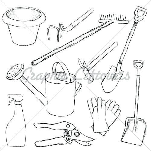 500x500 Drawing Of Garden Tools Financeintl.club