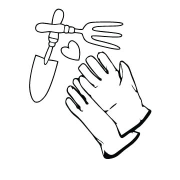 360x360 Drawing Of Garden Tools Blooming Garden Digital Clip Art Drawing