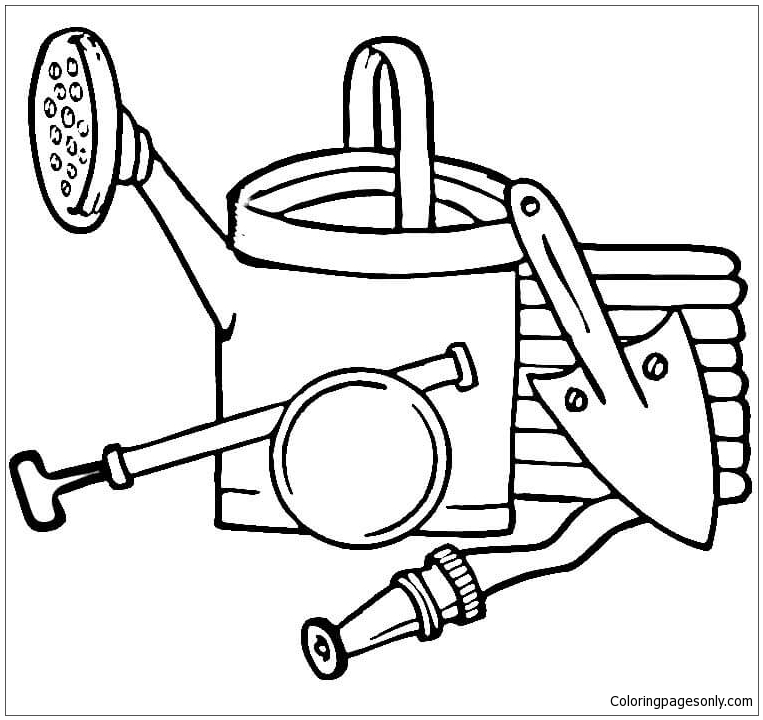 763x720 Garden Tools Coloring Page