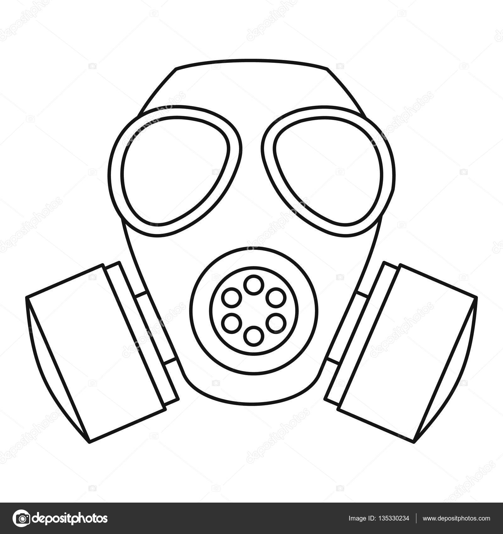 1600x1700 Gas Mask Icon, Outline Style Stock Vector Ylivdesign