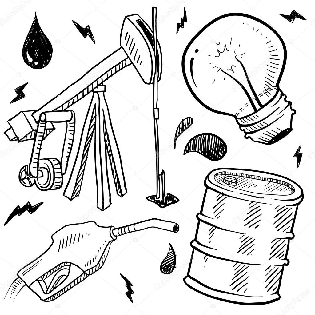1024x1024 Oil And Gas Energy Objects Sketch Stock Vector Lhfgraphics