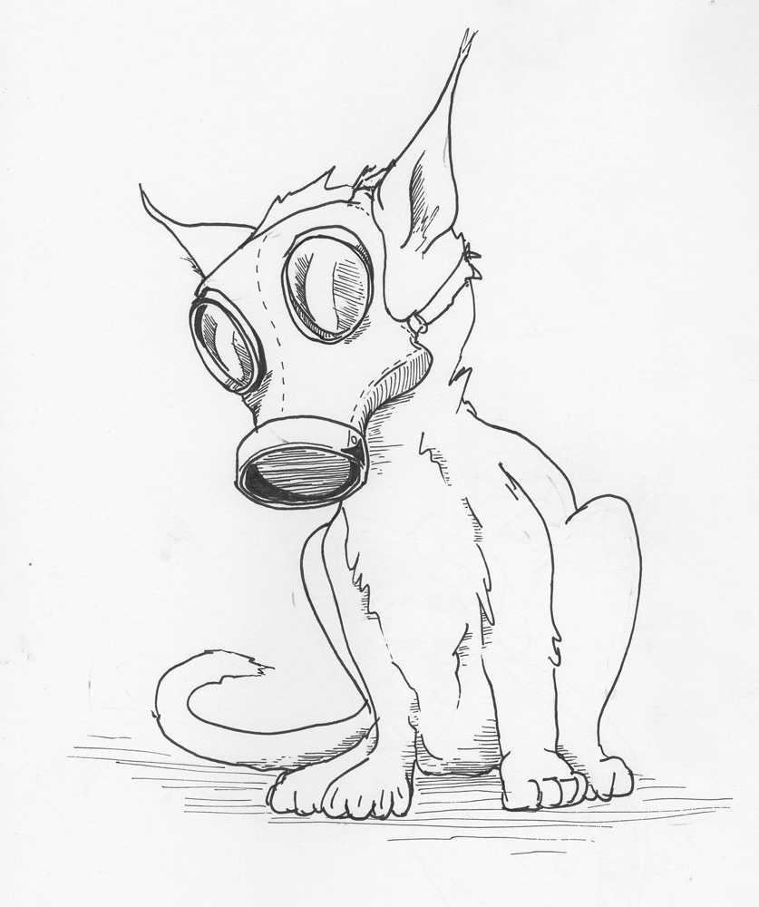 837x1000 Cat In A Gas Mask Desksketch