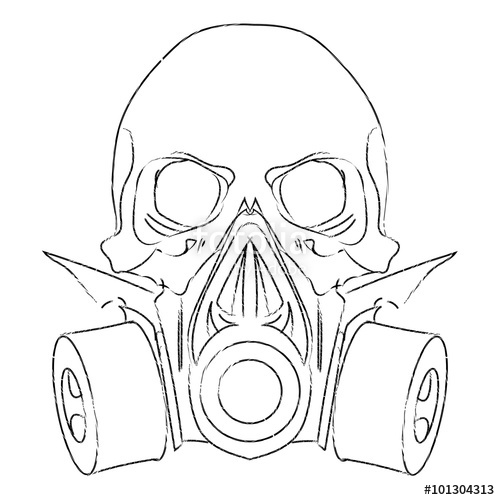 500x500 Vector Punk Steampunk Lineart Skull With Gas Mask. Stock Image