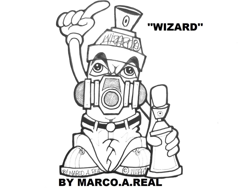 1024x768 Gas Mask Graffiti Character Spray Can By Wizard1labels