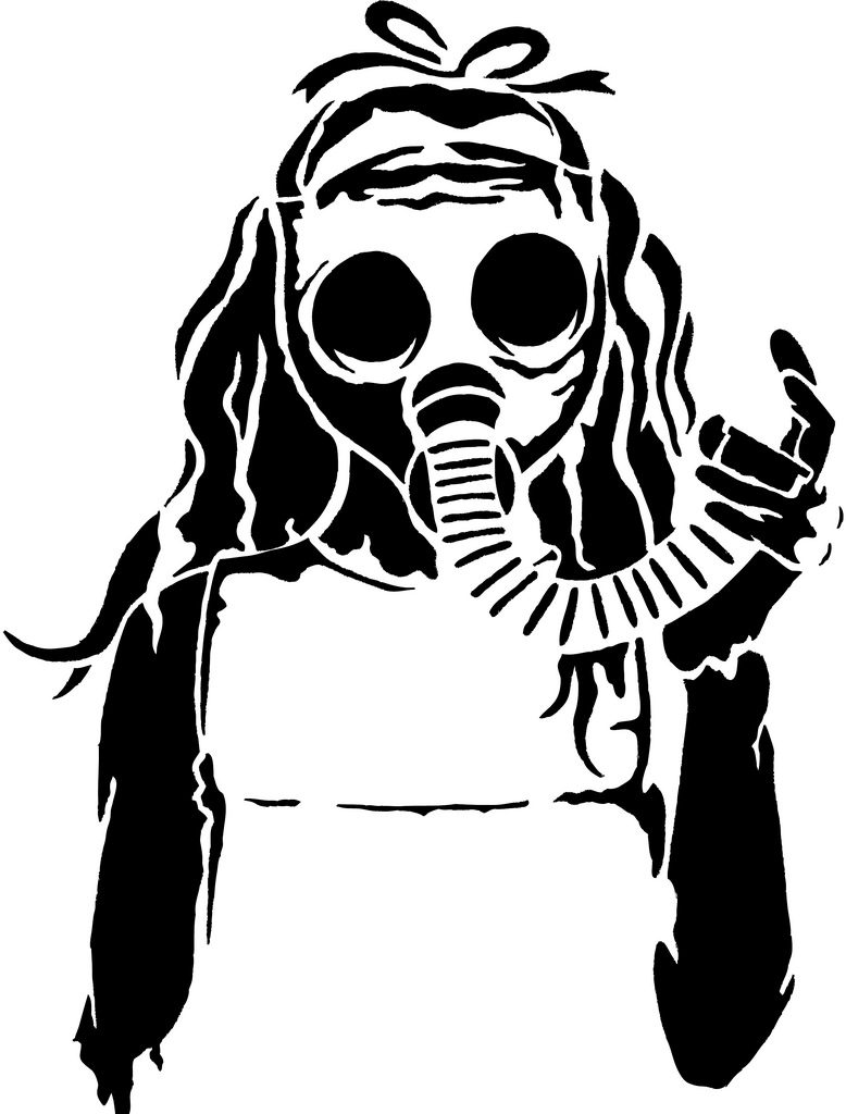 778x1024 Girl Graffiti Mask Character Gas Mask Girl A Stencil Of A Girl