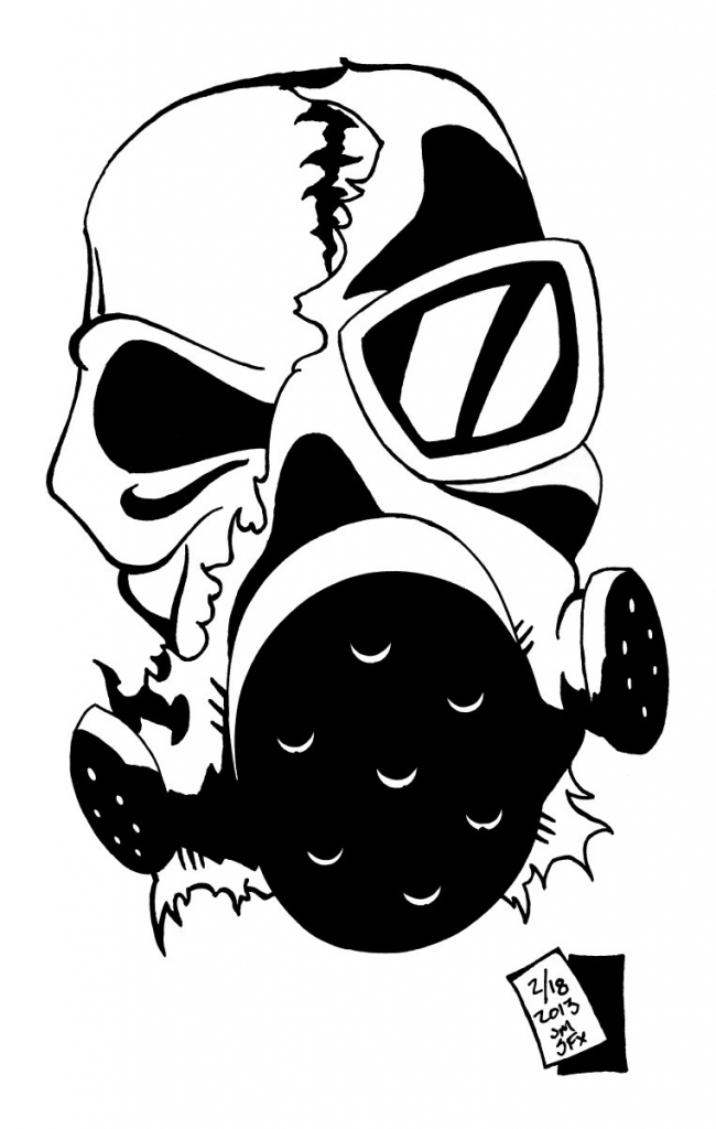 650x1024 Cool Skull Gas Mask Drawing Browsing Traditional Art
