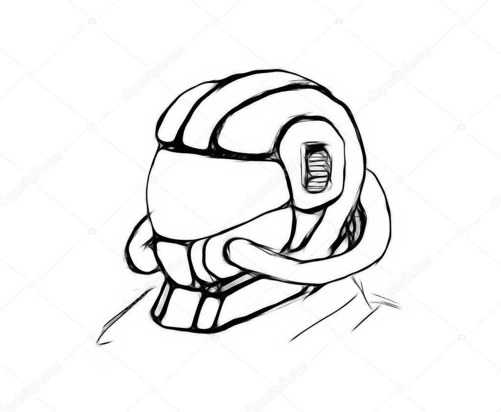1024x842 Illustration Sketch Of Conceptual Gas Masked Army Helmet Stock