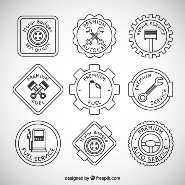 626x626 Pack Of Badges Related To Mechanics And Gas Station Vector Free