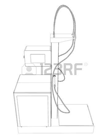 355x450 Wire Frame Vector Oil And Gas Station Equipment. Illustration