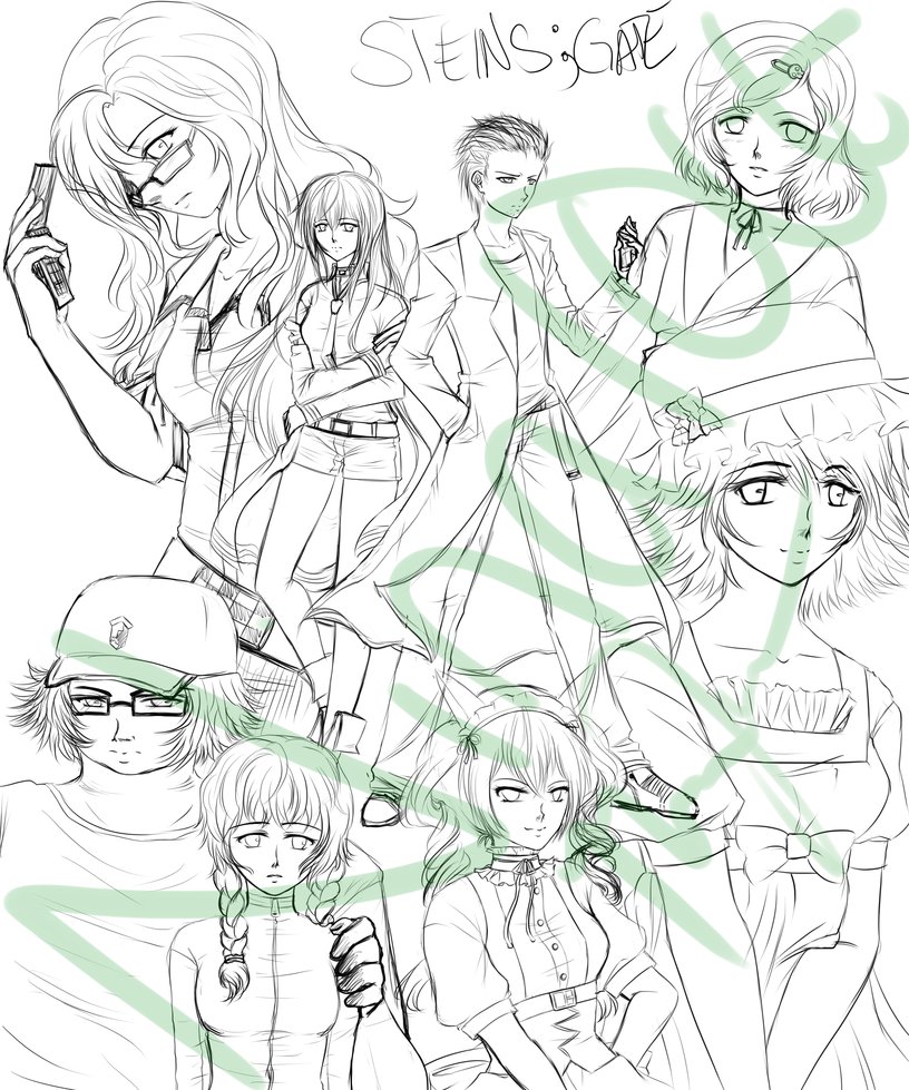 816x979 Steins Gate Sketch.wip By Kazeoseki