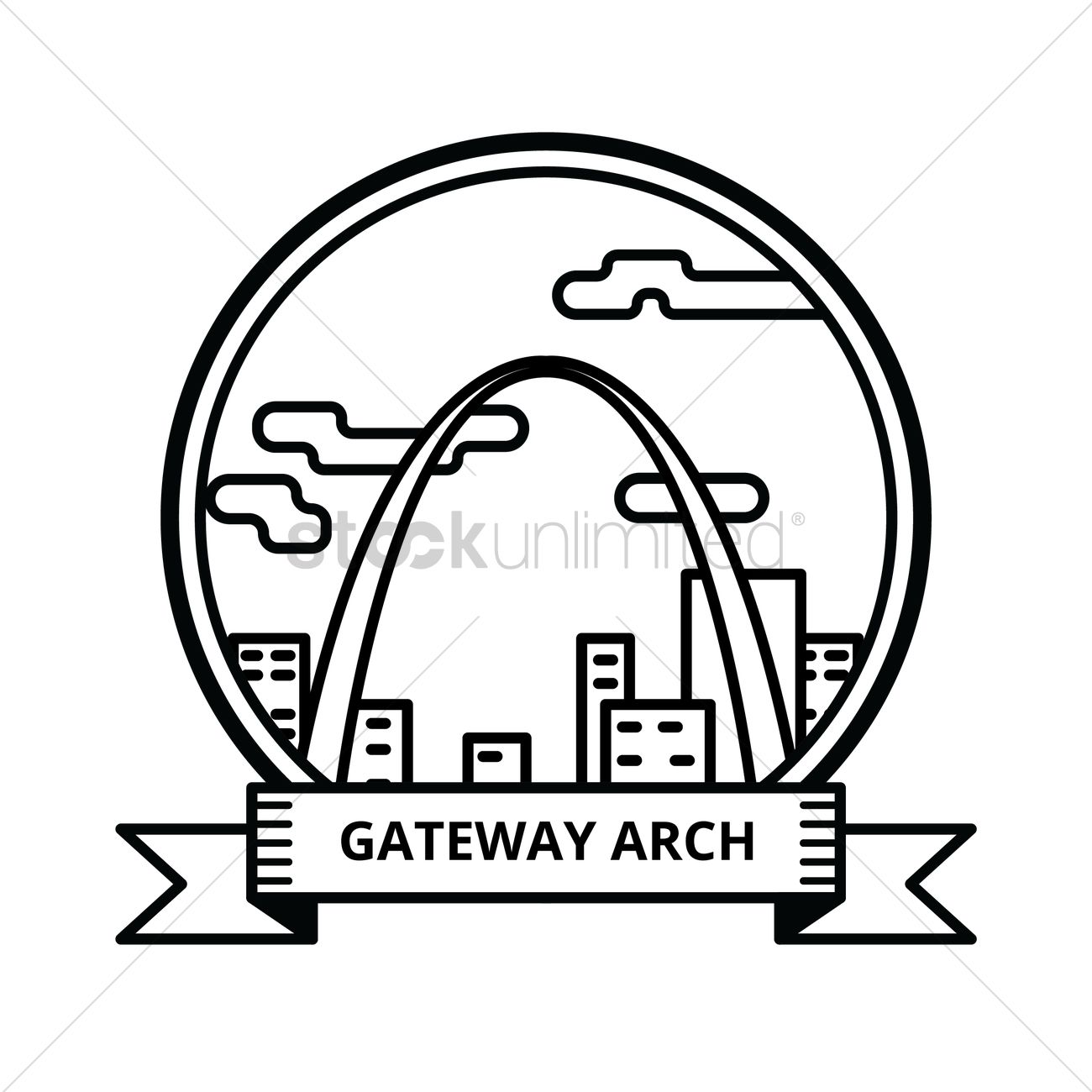 1300x1300 Gateway Arch Vector Image