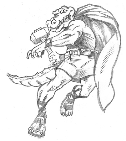 403x450 Illustration Thor Gator Sketch By Greg Dampier Illustration