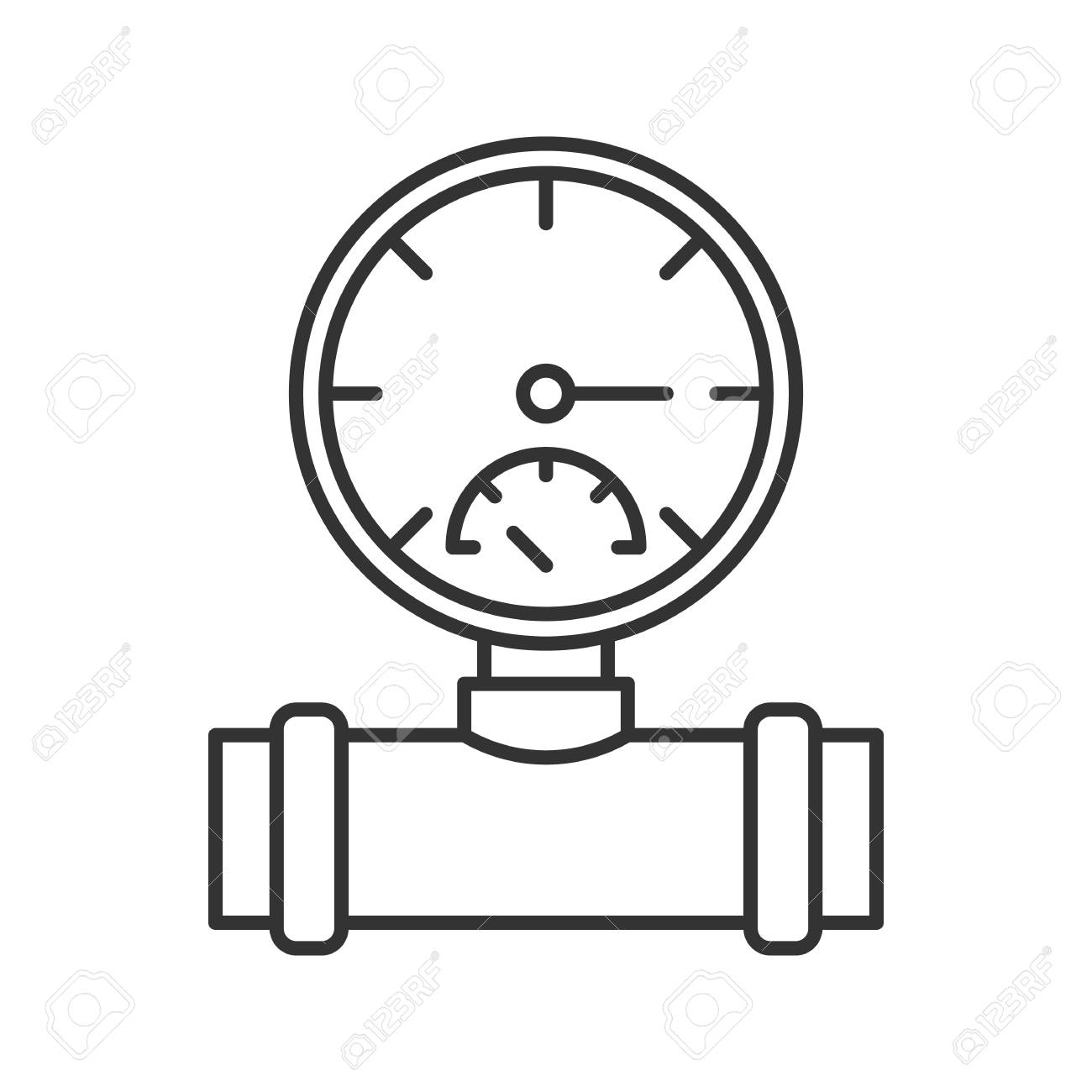 1300x1300 Pressure Gauge Linear Icon. Pipe Manometer. Contour Symbol. Vector