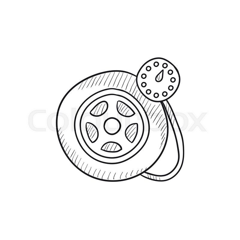800x800 Pressure Gauge Tyre Vector Sketch Icon Isolated On Background