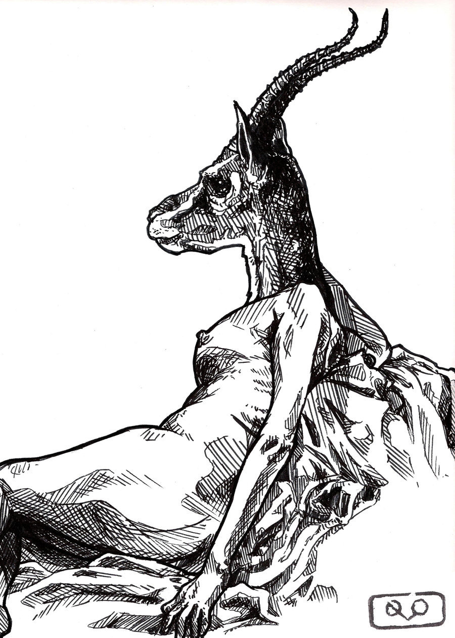 900x1261 Gazelle Girl By Inkloose