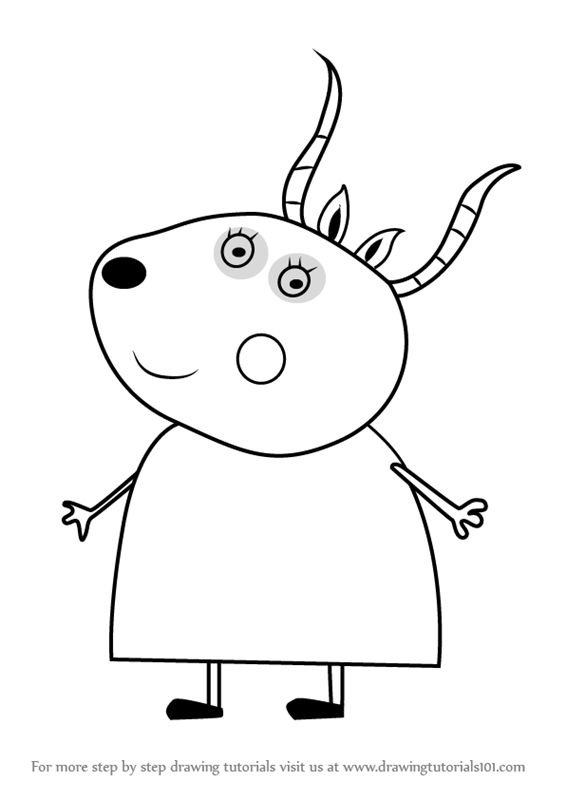 566x800 Learn How To Draw Madame Gazelle From Peppa Pig (Peppa Pig) Step