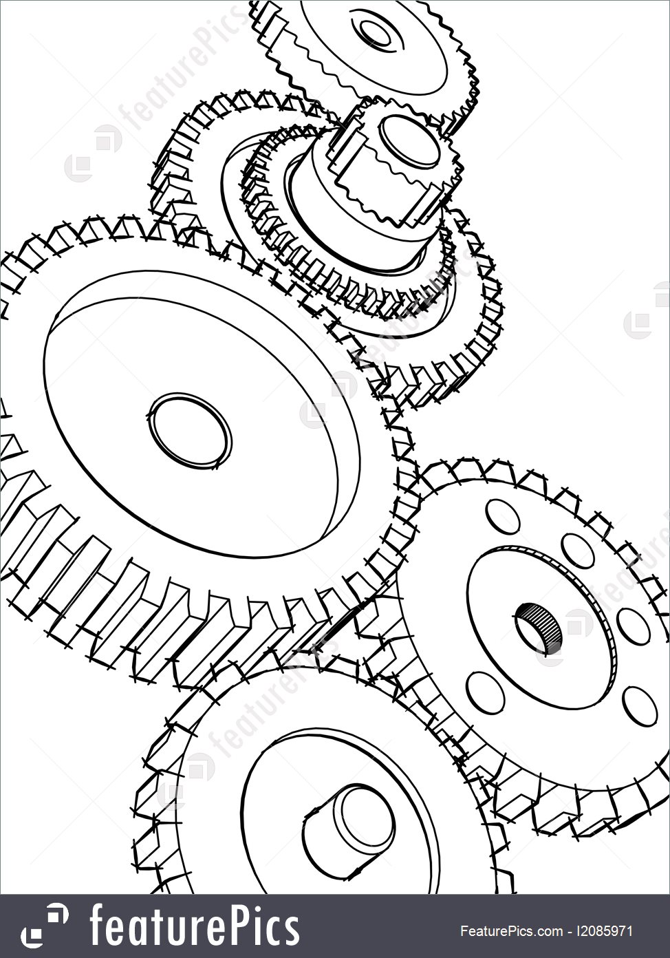 974x1392 Illustration Of Sketch Gears