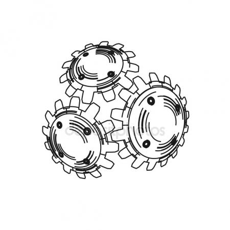 450x450 Gears In Engagement. Engineering Drawing Abstract Industrial