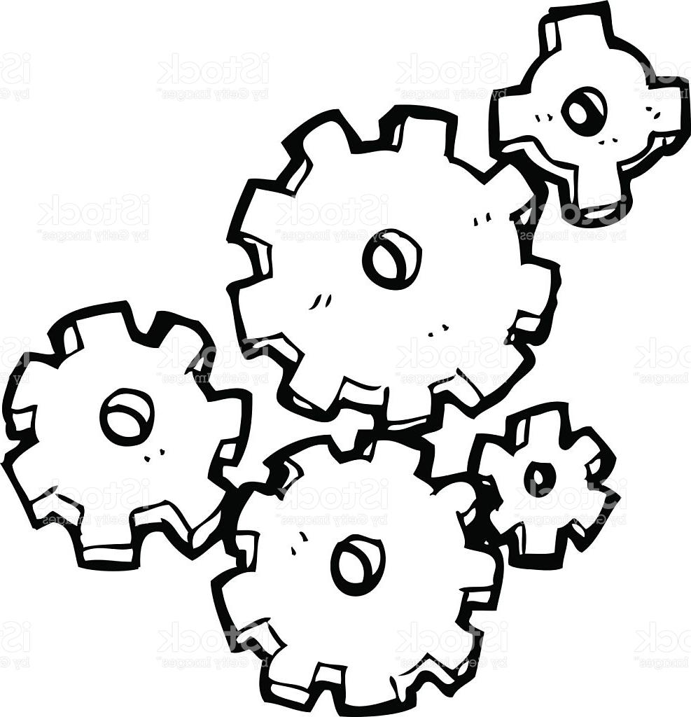 987x1024 Best Free Line Drawing Cartoon Cogs And Gears Vector File