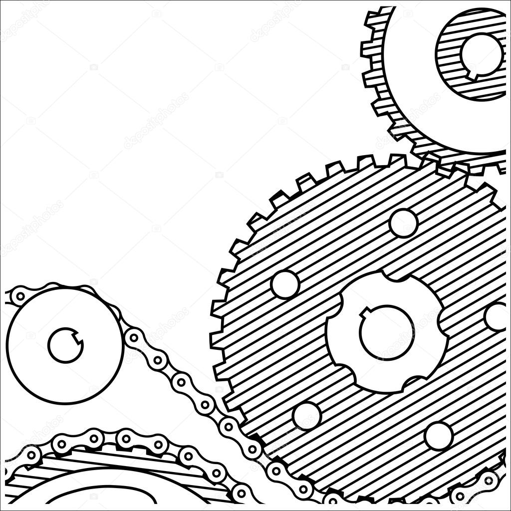 1024x1024 Drawing Technical Background From Gears. Stock Vector Matc