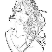 216x216 Beautiful Geisha Coloring Page Coloring Pages For Adults