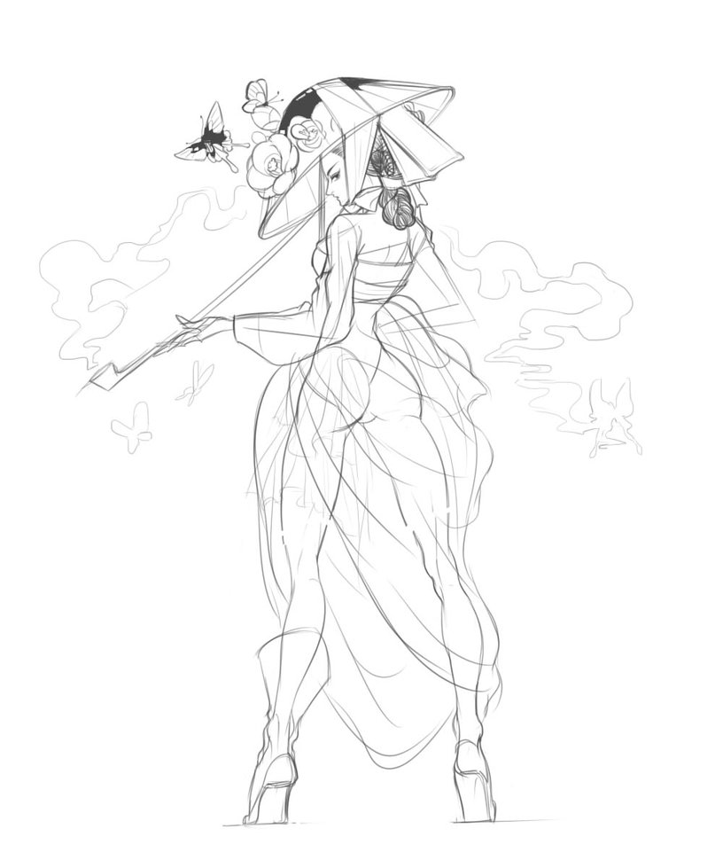 816x979 Korean Geisha Rough Sketch By Jinhongbak