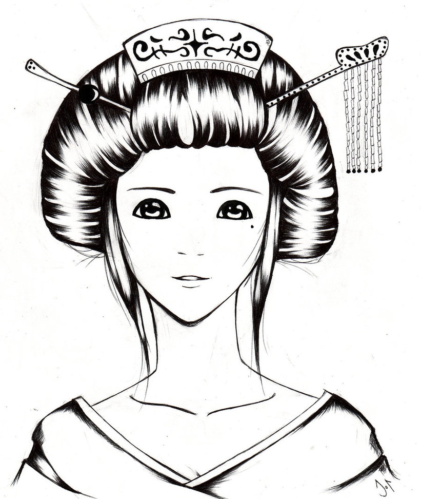 821x972 Geisha Girl Sketch By Twilightwatanabe