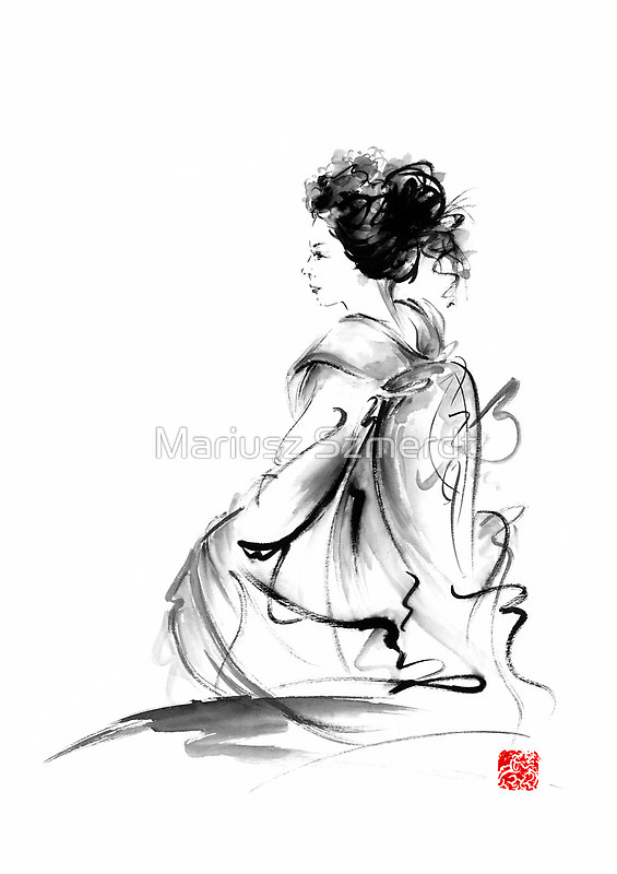 565x800 Geisha Japanese Woman In Tokyo Kimono Original Japan Painting Art